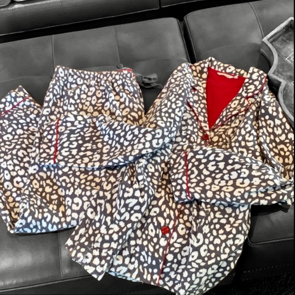 NEW Soft Surroundings 2 pc 100% Cotton flannel pajamas gray/white/red Womens 2X - Picture 2 of 13